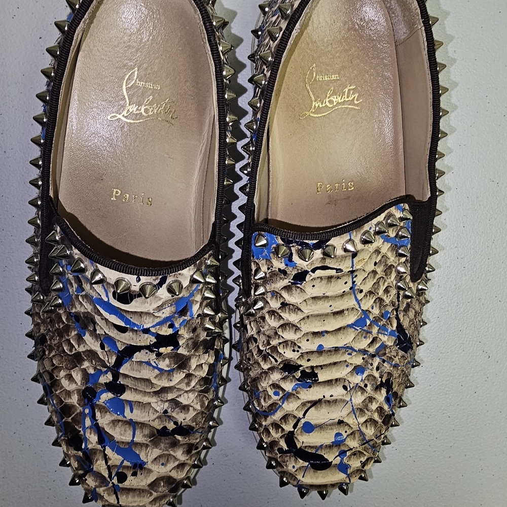 Christian Louboutin size 9(usa) blue/cream python snake skin